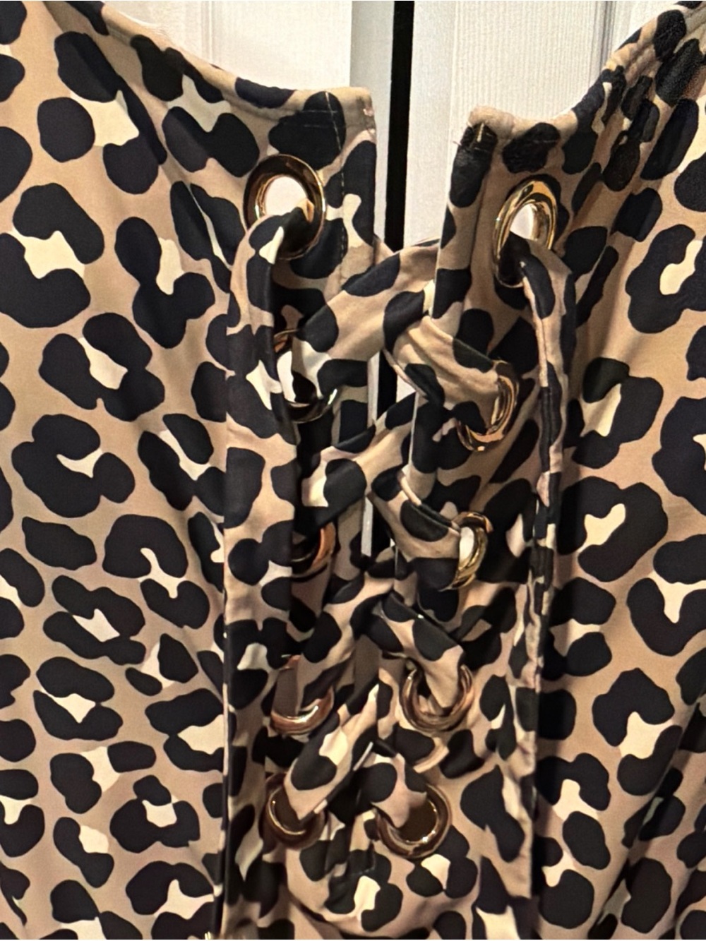 MICHAEL KORS Leopard Lace-Up One-Piece Swimsuit - Tan & Black - Picture 2 of 10